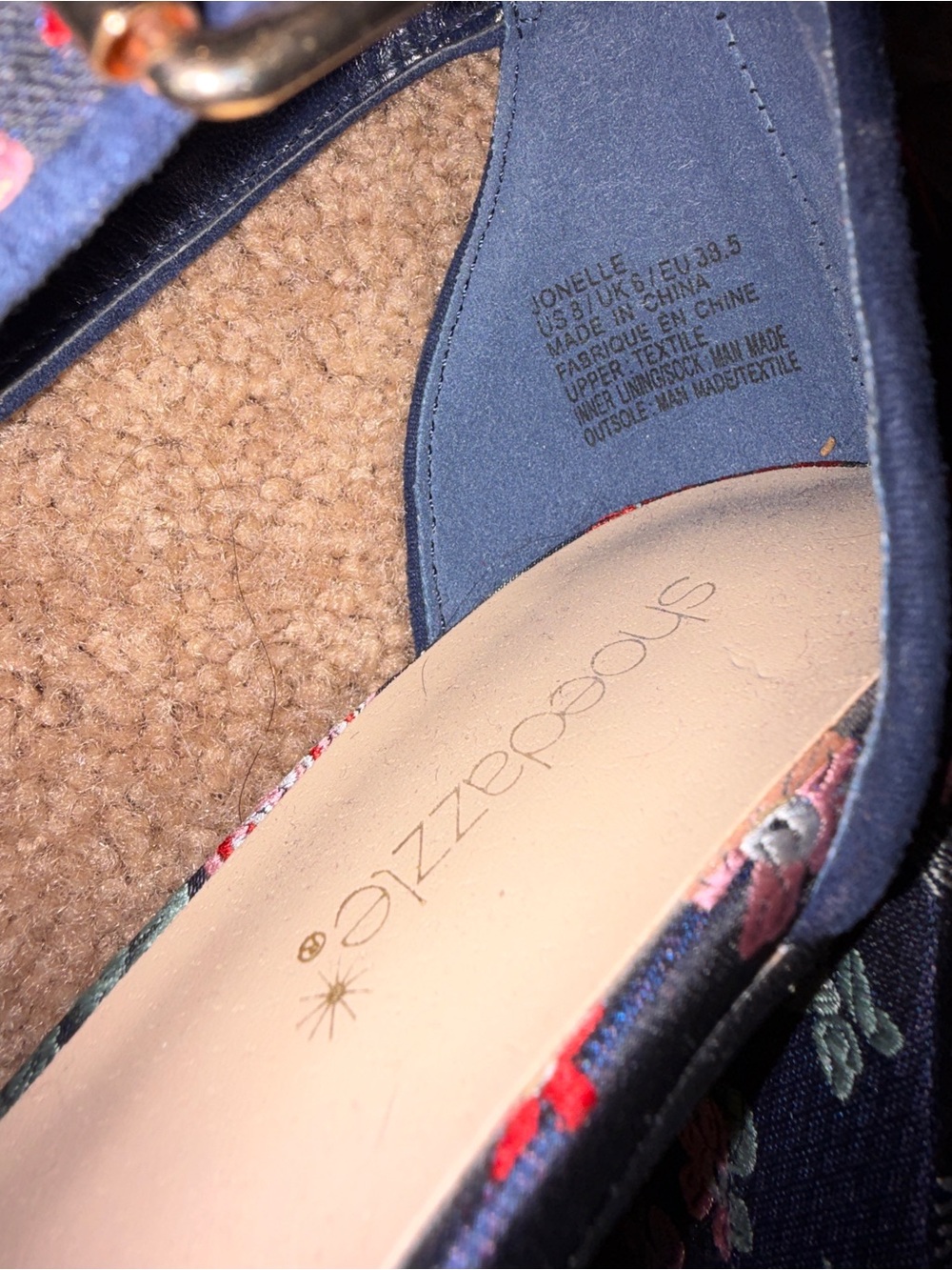 Floral Navy & Embroidered Block Heel Sandals by Shoe Dazzle EUC - Picture 4 of 5
